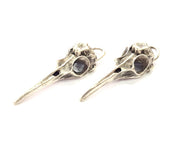 4 Bird Head Skull Charm Antique Silver Plated Charms (40x12mm) G13617