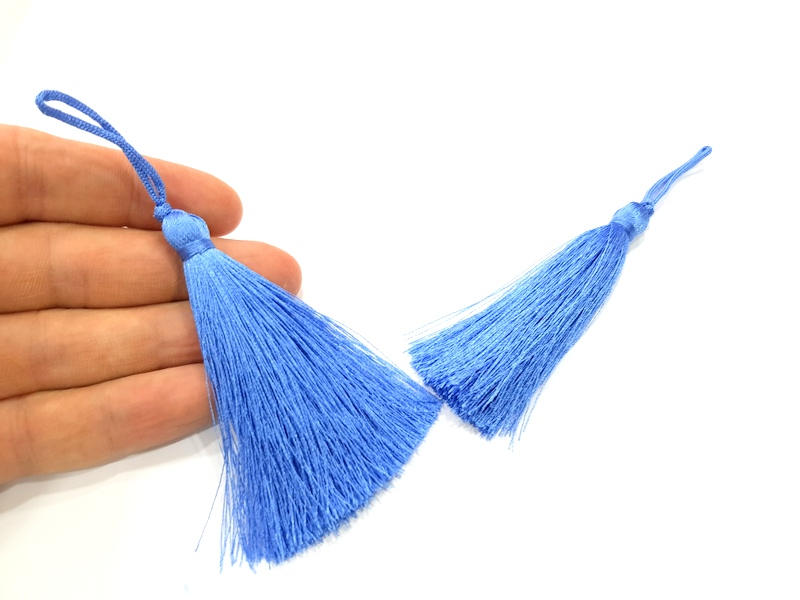 2 French Blue Tassel Thread Tassels (78 mm - 3 inches) G9999