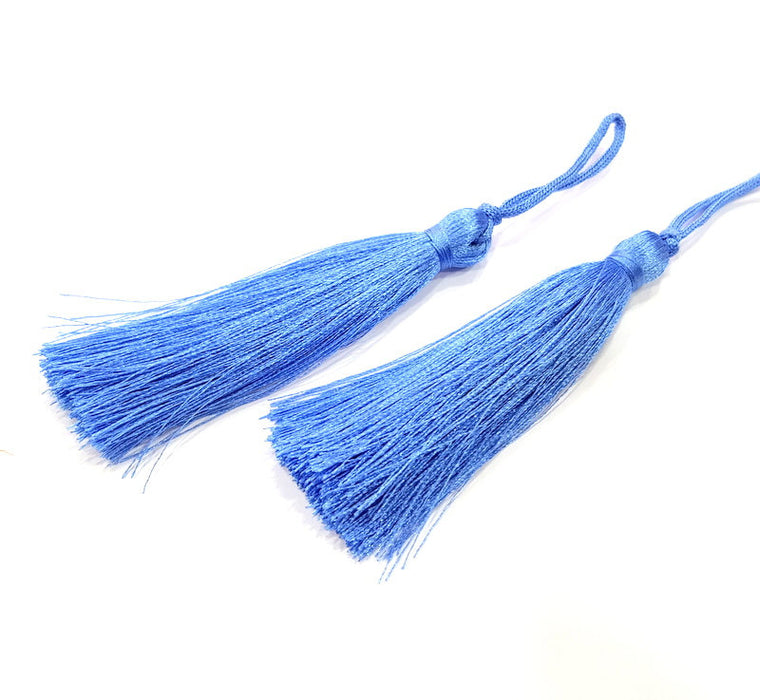 2 French Blue Tassel Thread Tassels (78 mm - 3 inches) G9999