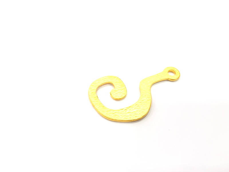 2 Gold Hook Pendant Charm Gold Plated Charms  (53x31mm)  G10013