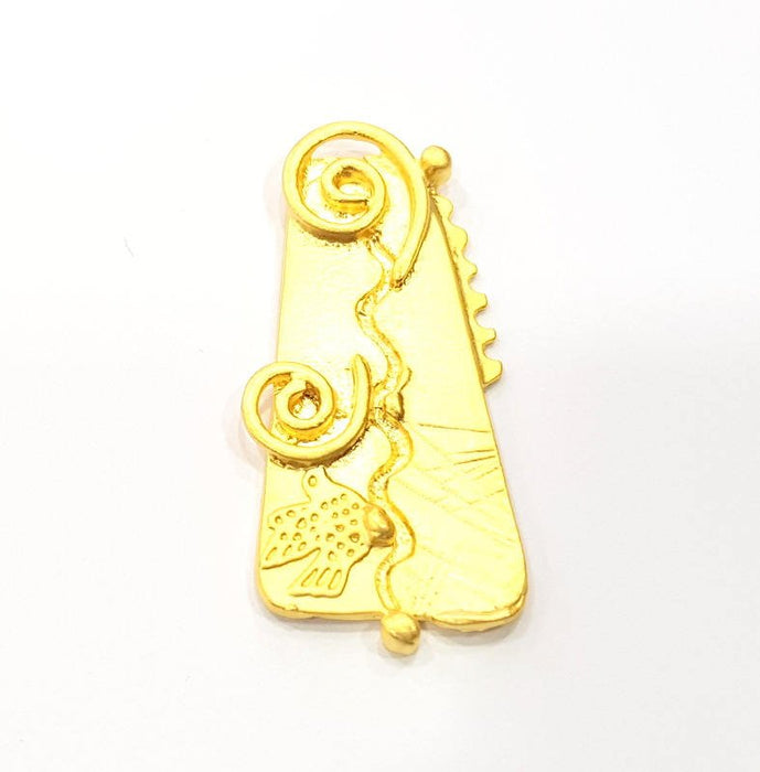 2 Gold Charm Gold Plated Charms  (45x20mm)  G10015