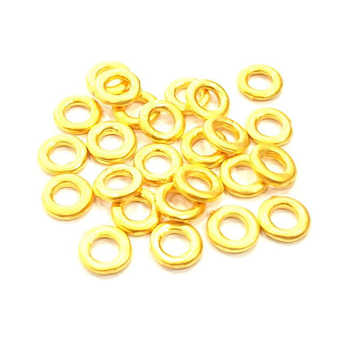 10 Gold Spacer Gold Plated Metal Beads  (10 mm)  G10019