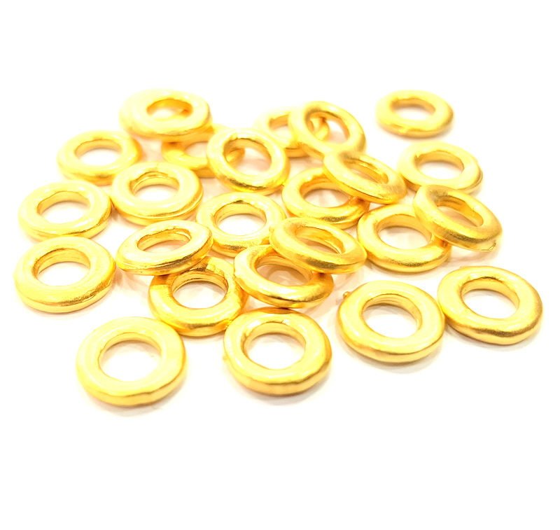 10 Gold Spacer Gold Plated Metal Beads  (10 mm)  G10019