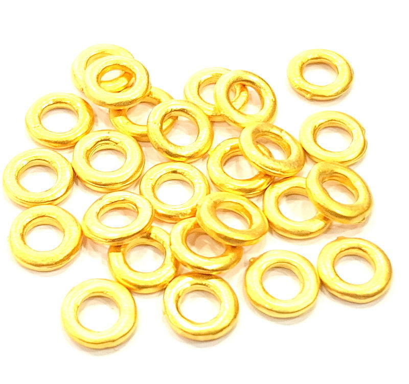10 Gold Spacer Gold Plated Metal Beads  (10 mm)  G10019