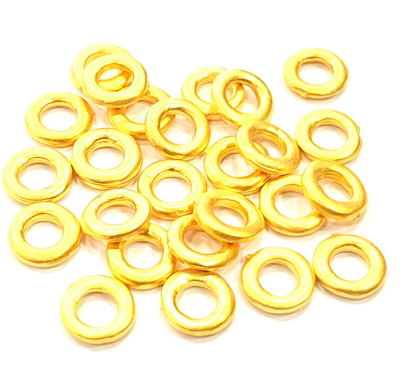 20 Gold Spacer Gold Plated Metal Beads  (10 mm)  G10019