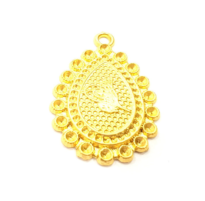 Gold Ottoman Signature Pendant Gold Plated Charms  (43x30mm)  G10020