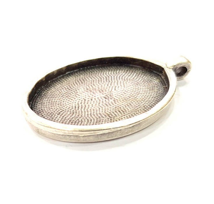 Silver Pendant Blank Bezel Base Setting inlay Blank Necklace Blank Resin Blank Mountings Antique Silver Plated  (38x28mm blank )  G13922