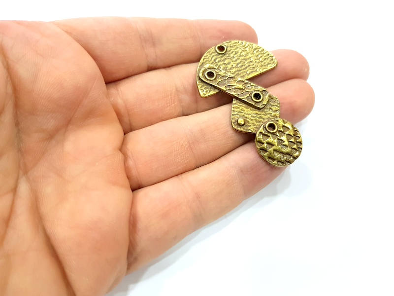 2 Antique Bronze Plated Chrams (52x32mm) G10058