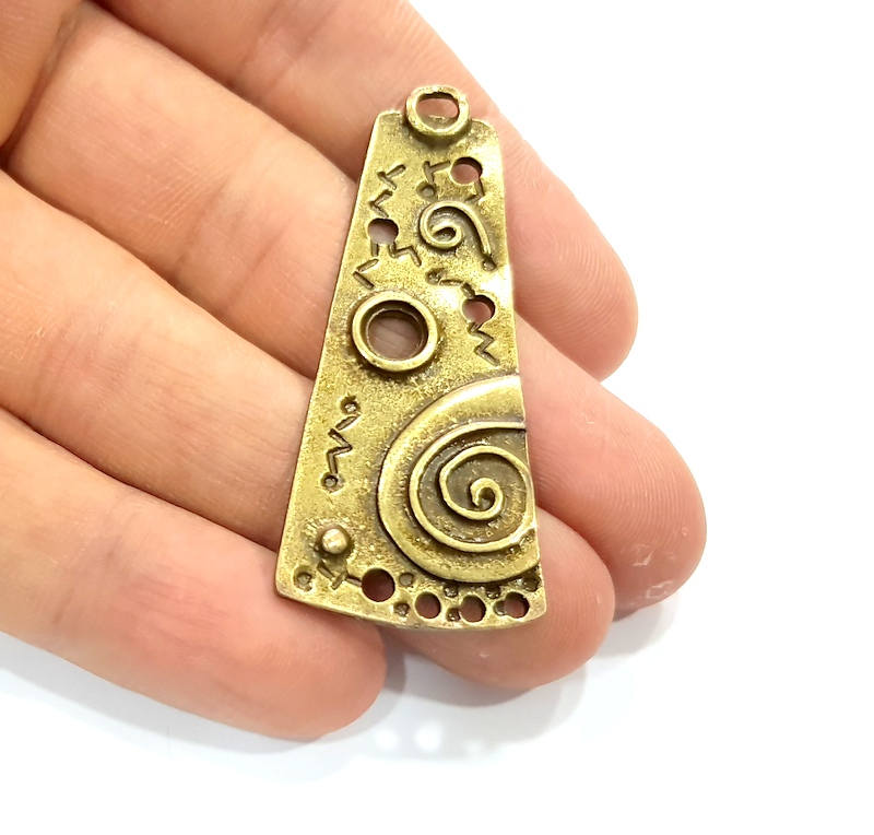 2 Antique Bronze Plated Pendant (53x22mm) G10059