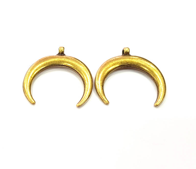 2 Crescent Charm Antique Bronze Charm Antique Bronze Plated Charms (28mm) G10067