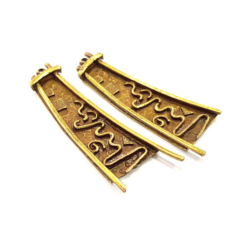 2 Antique Bronze Charm Antique Bronze Plated Charms (52x18mm) G10069
