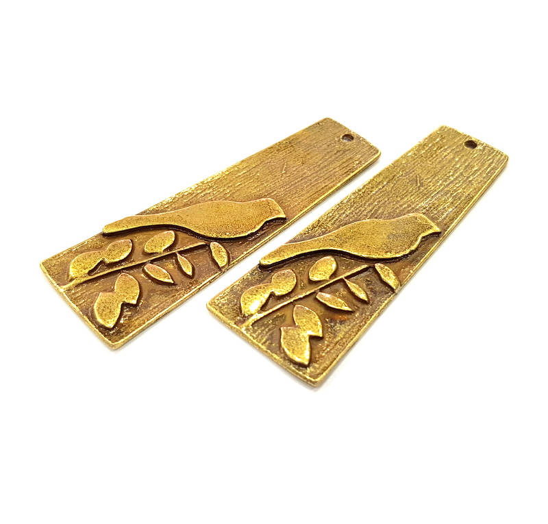 2 Bird Charm Antique Bronze Charm Antique Bronze Plated Charms (65x22mm) G13619