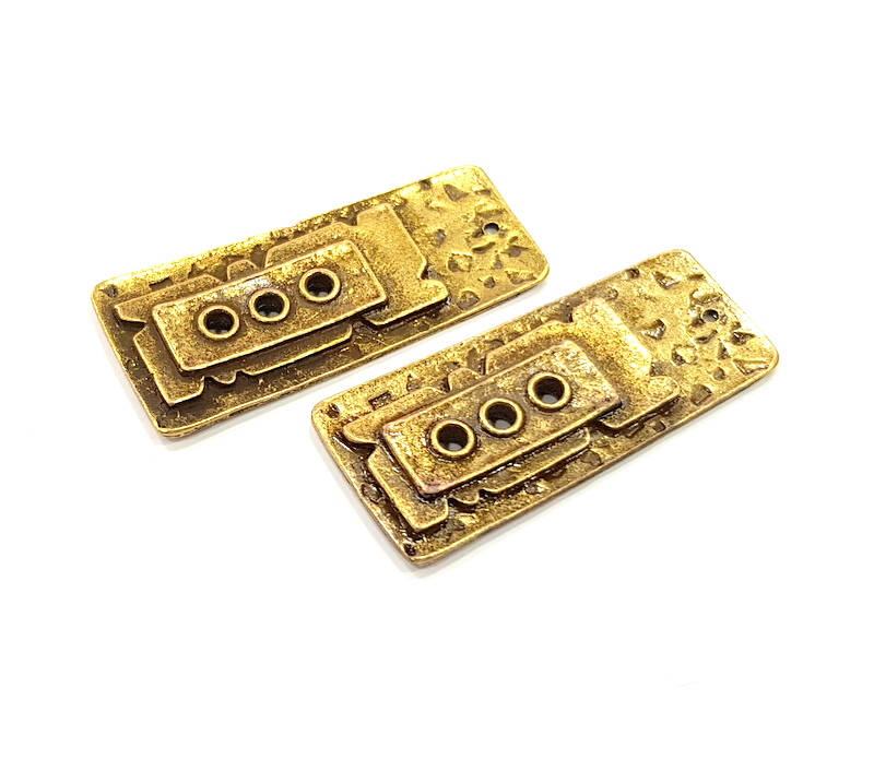 2 Antique Bronze Charm Antique Bronze Plated Charms (43x19mm) G10071