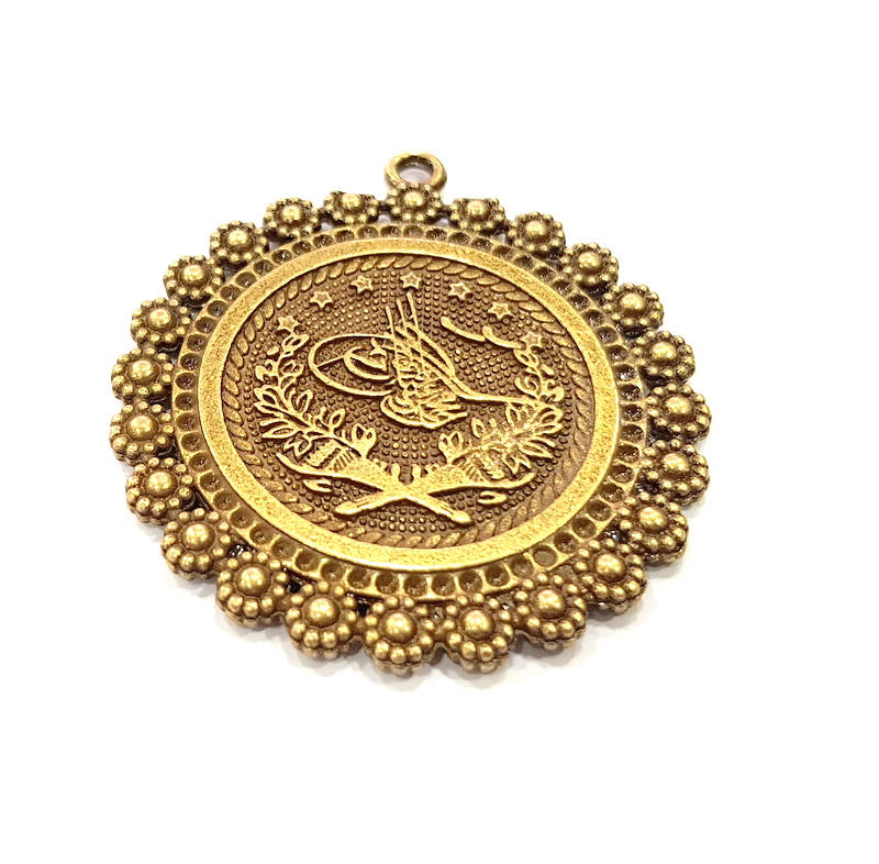 Antique Bronze Ottoman Signature Charm Antique Bronze Plated Charms (44mm) G10075