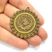 Antique Bronze Ottoman Signature Charm Antique Bronze Plated Charms (44mm) G10075