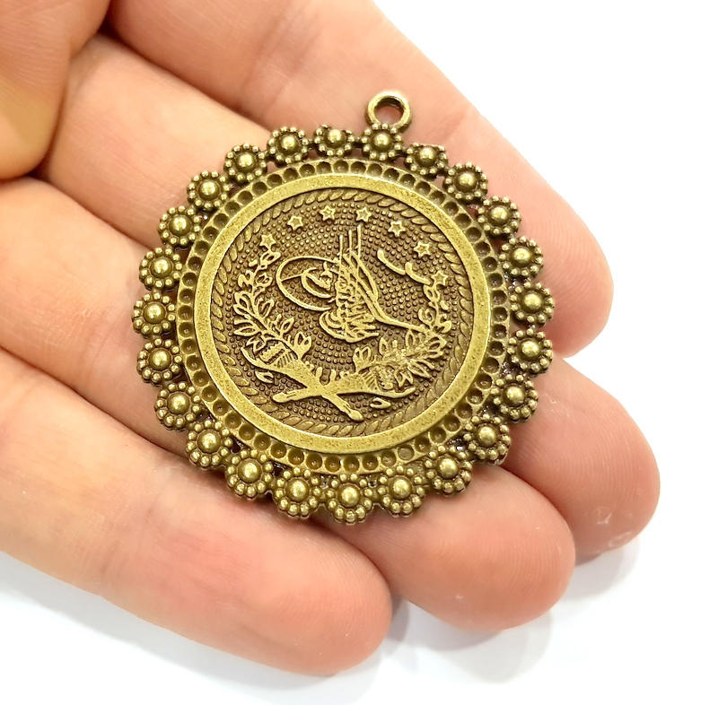 Antique Bronze Ottoman Signature Charm Antique Bronze Plated Charms (44mm) G10075