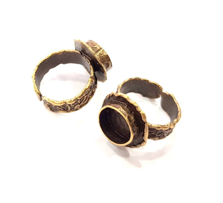 Antique Bronze Ring Blank inlay Ring Blank Mosaic Bezel Base Settings Cabochon Mountings (10mm Blank ) Antique Bronze Plated Brass G10122