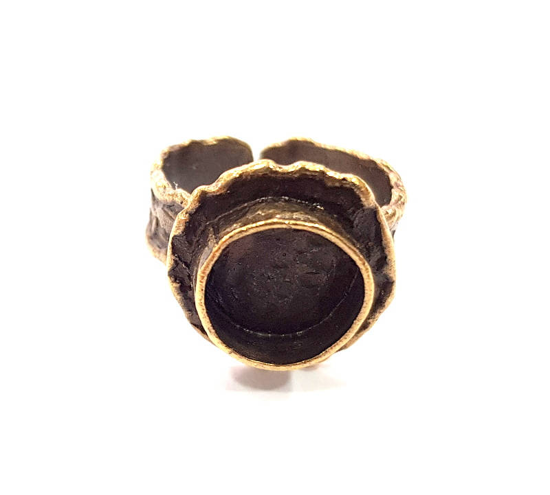 Antique Bronze Ring Blank inlay Ring Blank Mosaic Bezel Base Settings Cabochon Mountings (10mm Blank ) Antique Bronze Plated Brass G10122