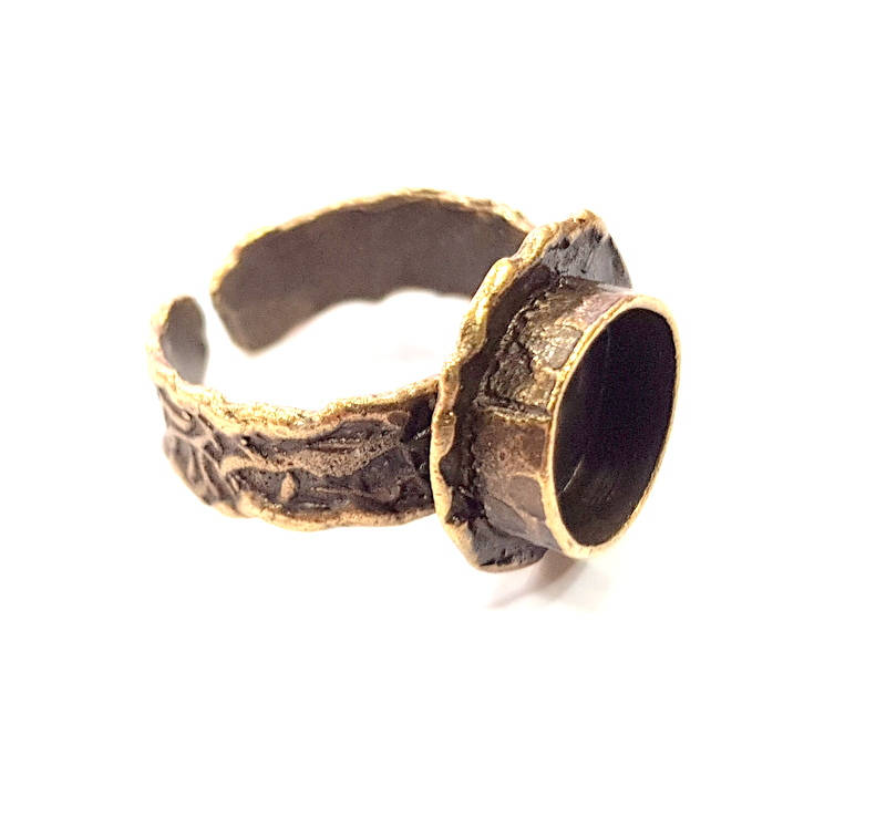 Antique Bronze Ring Blank inlay Ring Blank Mosaic Bezel Base Settings Cabochon Mountings (10mm Blank ) Antique Bronze Plated Brass G10122