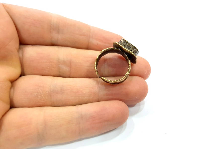 Antique Bronze Ring Blank inlay Ring Blank Mosaic Bezel Base Settings Cabochon Mountings (10x10mm Blank ) Antique Bronze Plated Brass G10123