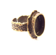 Antique Bronze Ring Blank inlay Ring Blank Mosaic Bezel Base Settings Cabochon Mountings (14x10mm Blank ) Antique Bronze Plated Brass G10124
