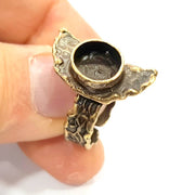 Antique Bronze Ring Blank inlay Ring Blank Mosaic Bezel Base Settings Cabochon Mountings (10mm Blank ) Antique Bronze Plated Brass G10125