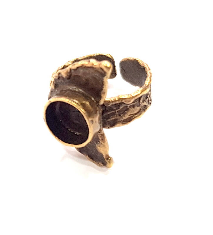 Antique Bronze Ring Blank inlay Ring Blank Mosaic Bezel Base Settings Cabochon Mountings (10mm Blank ) Antique Bronze Plated Brass G10125