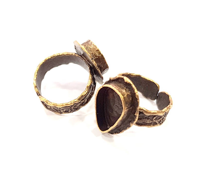 Antique Bronze Ring Blank inlay Ring Blank Mosaic Bezel Base Settings Cabochon Mountings (14x10mm Blank ) Antique Bronze Plated Brass G10126