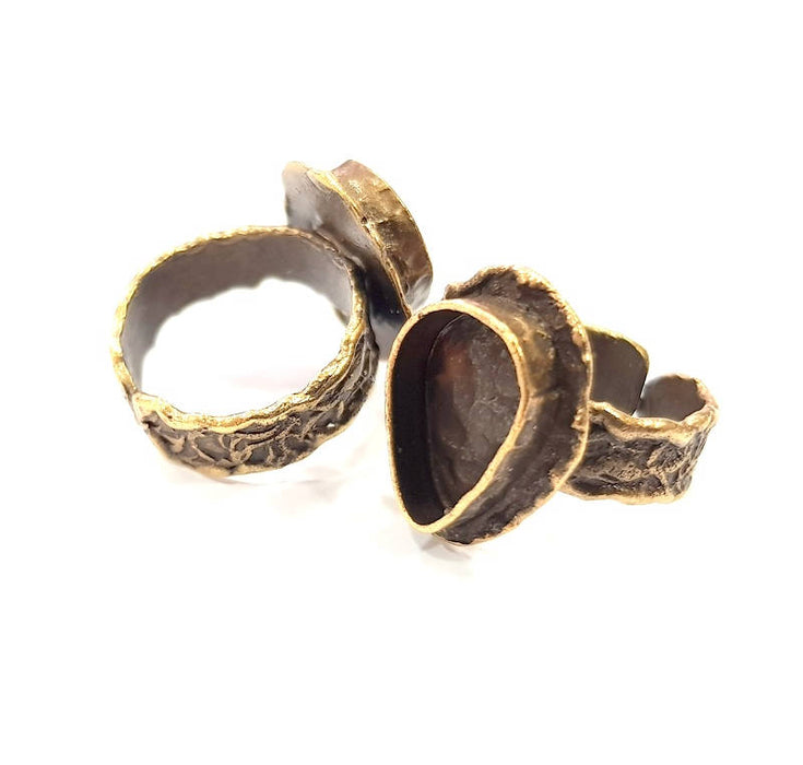Antique Bronze Ring Blank inlay Ring Blank Mosaic Bezel Base Settings Cabochon Mountings (14x10mm Blank ) Antique Bronze Plated Brass G10126