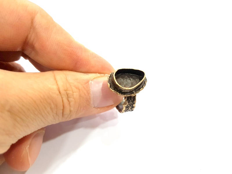 Antique Bronze Ring Blank inlay Ring Blank Mosaic Bezel Base Settings Cabochon Mountings (14x10mm Blank ) Antique Bronze Plated Brass G10126