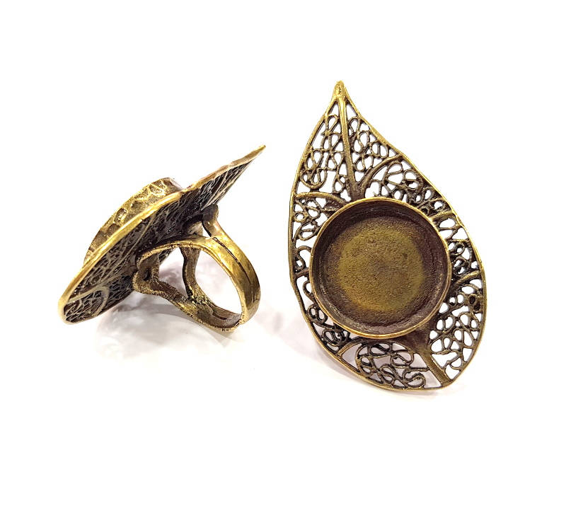 Antique Bronze Ring Blank inlay Ring Blank Mosaic Bezel Base Settings Cabochon Mountings (20mm Blank ) Antique Bronze Plated Brass G10128