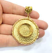 Raw Brass Pendant Blank Mosaic Base Blank inlay Blank Necklace Blank Resin Blank Mountings Cabochon Bezel Base  (20mm blank) G10144