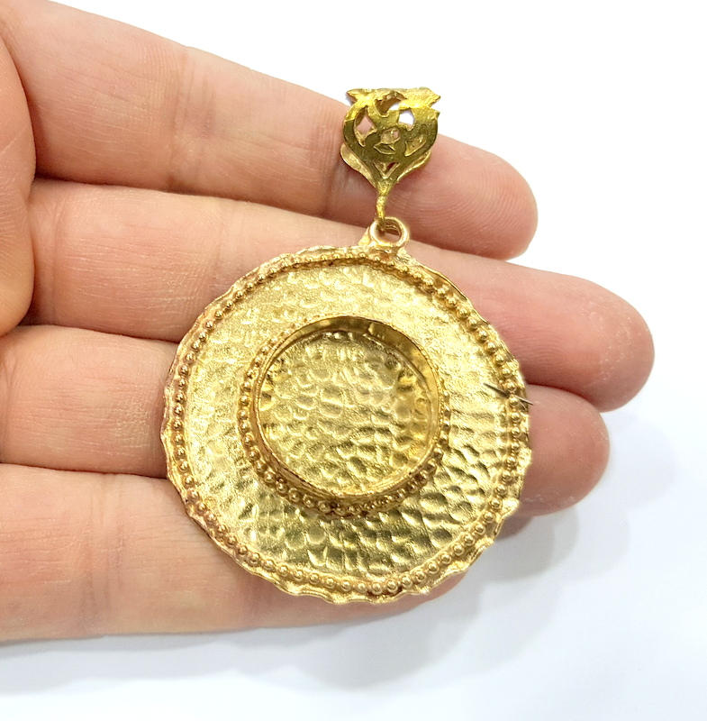 Raw Brass Pendant Blank Mosaic Base Blank inlay Blank Necklace Blank Resin Blank Mountings Cabochon Bezel Base  (20mm blank) G10144