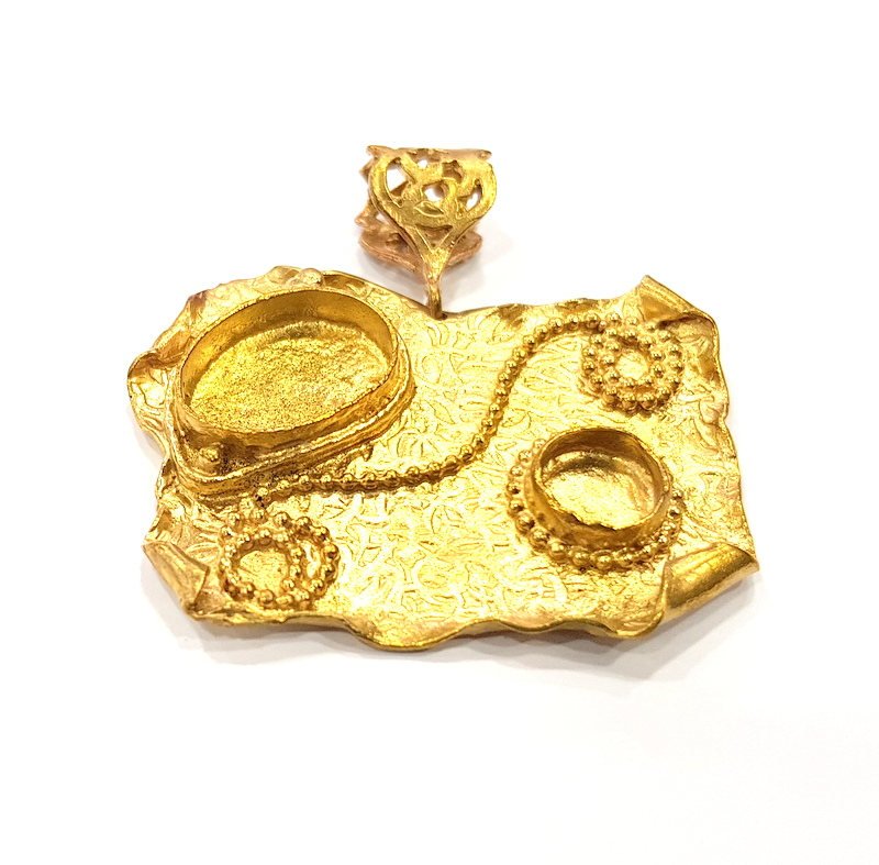 Raw Brass Pendant Blank Mosaic Base Blank inlay Blank Necklace Blank Resin Blank Mountings Cabochon Bezel Base   G10146