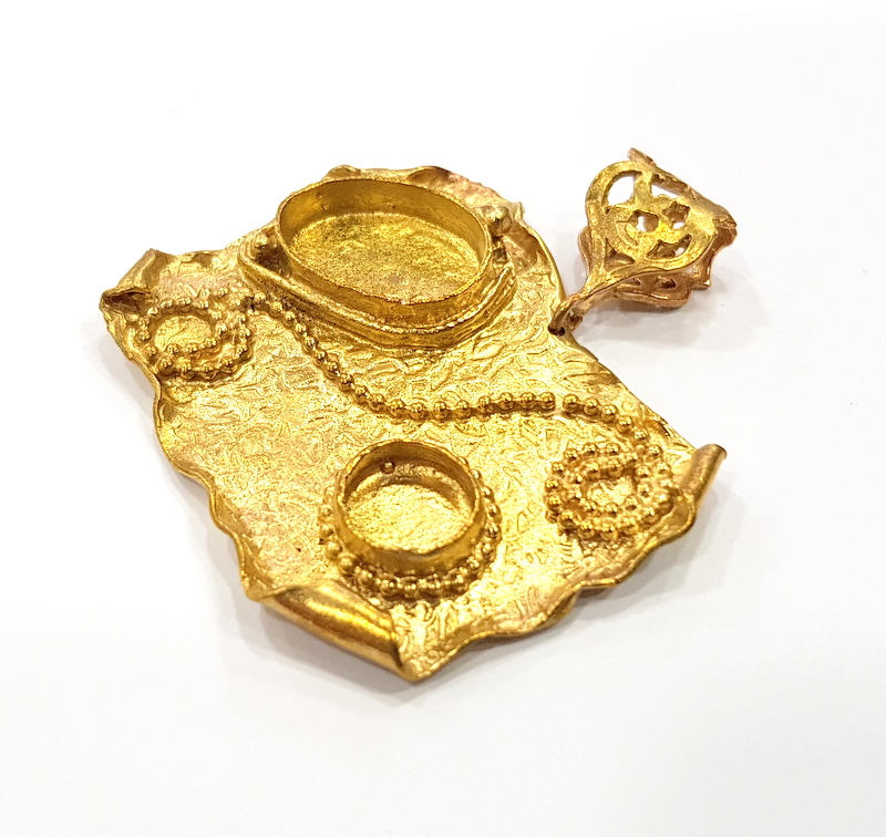 Raw Brass Pendant Blank Mosaic Base Blank inlay Blank Necklace Blank Resin Blank Mountings Cabochon Bezel Base   G10146