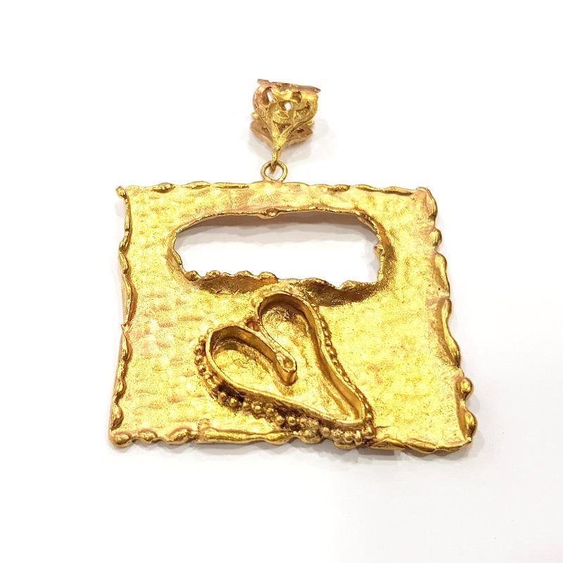 Raw Brass Pendant Blank Mosaic Base Blank inlay Blank Necklace Blank Resin Blank Mountings Cabochon Bezel Base  (22x18mm blank) G10147