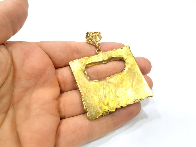 Raw Brass Pendant Blank Mosaic Base Blank inlay Blank Necklace Blank Resin Blank Mountings Cabochon Bezel Base  (22x18mm blank) G10147