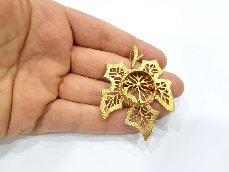 Raw Brass Pendant Blank Mosaic Base Blank inlay Blank Necklace Blank Resin Blank Mountings Cabochon Bezel Base  (20mm blank) G10151