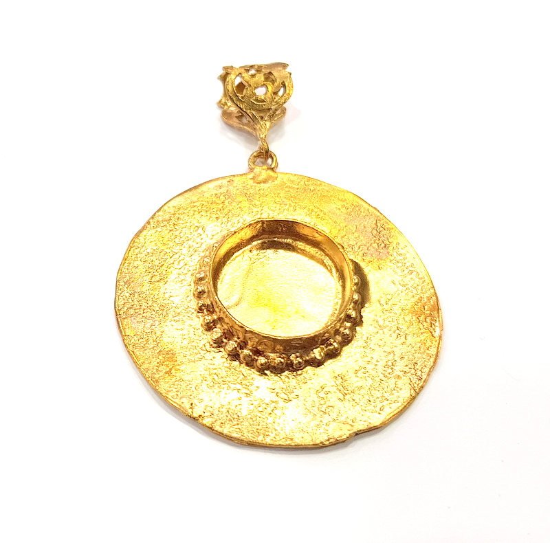 Raw Brass Pendant Blank Mosaic Base Blank inlay Blank Necklace Blank Resin Blank Mountings Cabochon Bezel Base  (20mm blank) G10150