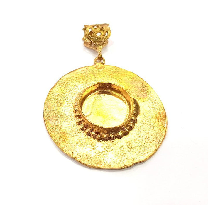 Raw Brass Pendant Blank Mosaic Base Blank inlay Blank Necklace Blank Resin Blank Mountings Cabochon Bezel Base  (20mm blank) G10150