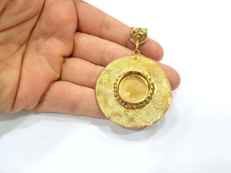 Raw Brass Pendant Blank Mosaic Base Blank inlay Blank Necklace Blank Resin Blank Mountings Cabochon Bezel Base  (20mm blank) G10150