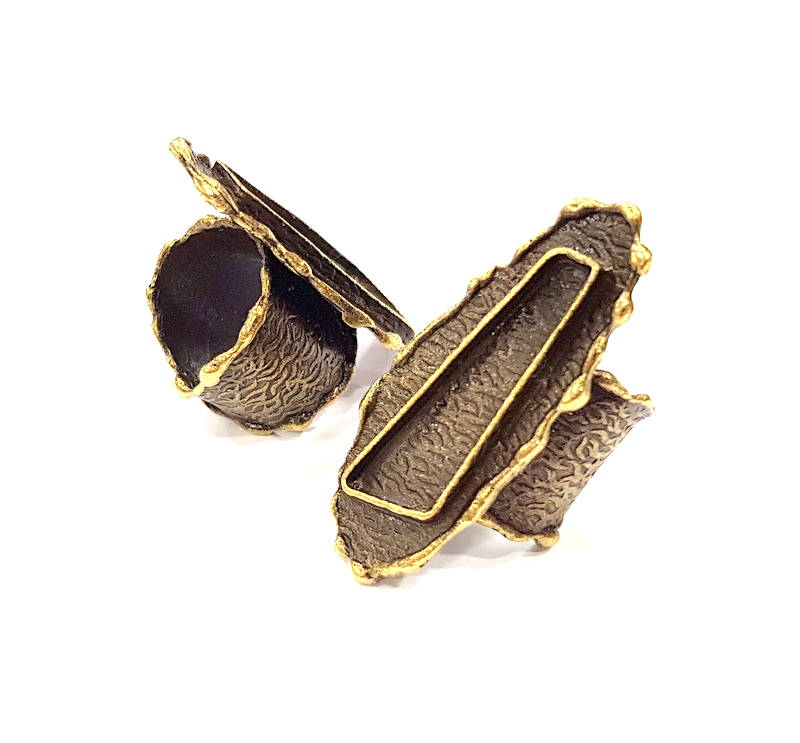 Antique Bronze Ring Blank Ring Setting inlay Blank Mosaic Bezel Base Cabochon Mountings (33x11mm Blank ) Antique Bronze Plated Brass G10153