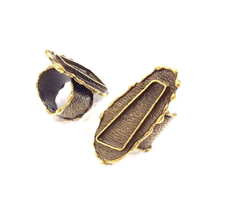 Antique Bronze Ring Blank Ring Setting inlay Blank Mosaic Bezel Base Cabochon Mountings (33x11mm Blank ) Antique Bronze Plated Brass G10153