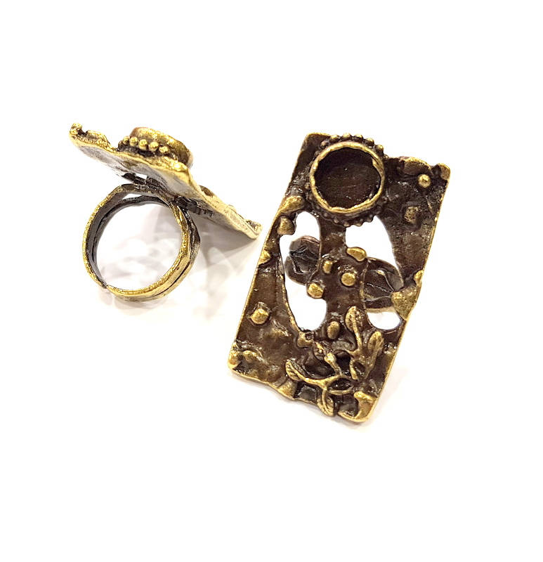 Antique Bronze Ring Blank Ring Setting inlay Blank Mosaic Bezel Base Cabochon Mountings (10mm Blank ) Antique Bronze Plated Brass G10155