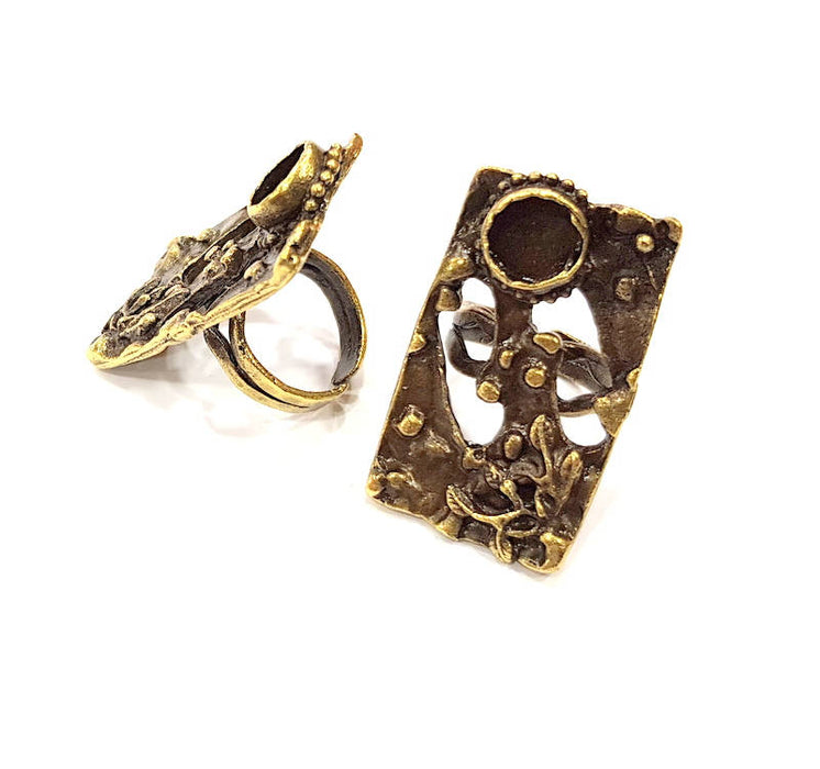 Antique Bronze Ring Blank Ring Setting inlay Blank Mosaic Bezel Base Cabochon Mountings (10mm Blank ) Antique Bronze Plated Brass G10155