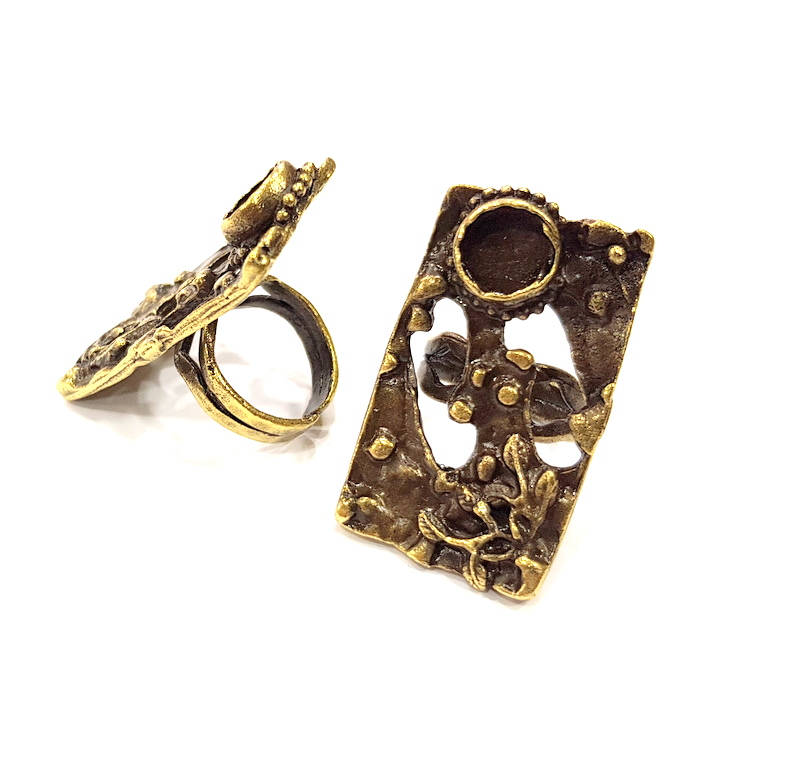 Antique Bronze Ring Blank Ring Setting inlay Blank Mosaic Bezel Base Cabochon Mountings (10mm Blank ) Antique Bronze Plated Brass G10155