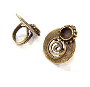 Antique Bronze Ring Blank Ring Setting inlay Blank Mosaic Bezel Base Cabochon Mountings (10mm Blank ) Antique Bronze Plated Brass G10157