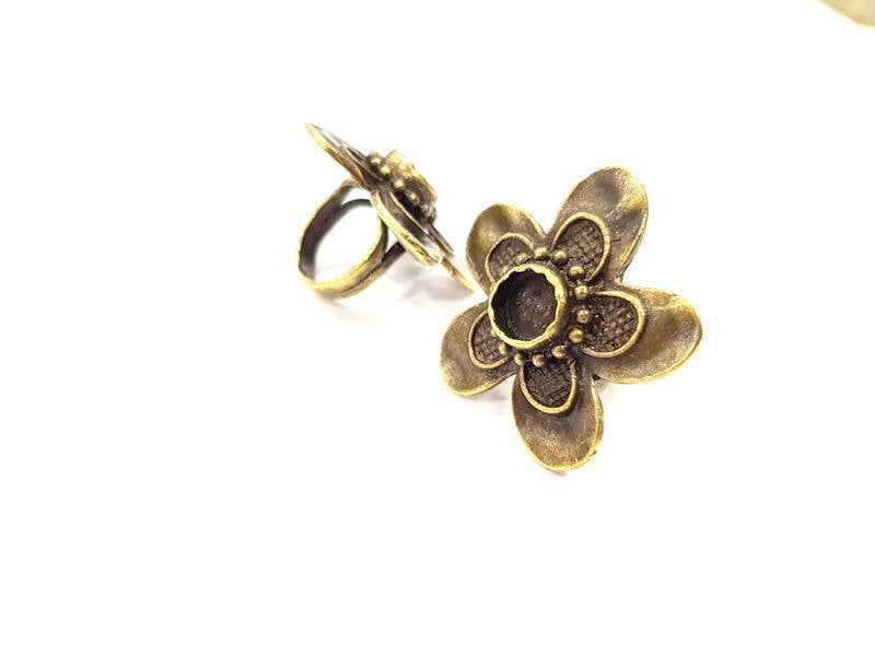 Antique Bronze Ring Blank Ring Setting inlay Blank Mosaic Bezel Base Cabochon Mountings (10mm Blank ) Antique Bronze Plated Brass G10158