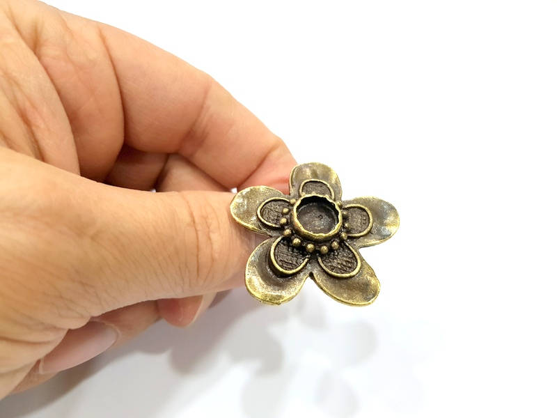 Antique Bronze Ring Blank Ring Setting inlay Blank Mosaic Bezel Base Cabochon Mountings (10mm Blank ) Antique Bronze Plated Brass G10158