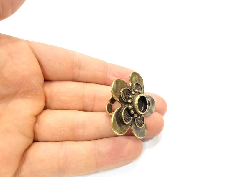 Antique Bronze Ring Blank Ring Setting inlay Blank Mosaic Bezel Base Cabochon Mountings (10mm Blank ) Antique Bronze Plated Brass G10158